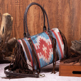 Vintage handmade woven tassel cotton linen single shoulder carrying crossbody bag pillow bag