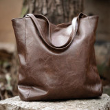 Fashion Rivet Contrast Panel Leather One Shoulder Tote Bag