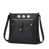 Retro style contrast color patchwork multi pocket opening daily travel diagonal shoulder bag fit 20MM Snaps button jewelry wholesale