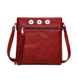 Tassel accessory double zipper bag with adjustable diagonal shoulder square bag fit 20MM Snaps button jewelry wholesale