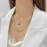 Stainless steel multi-layer sapphire necklace