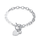 Stainless Steel Love Pearl Zircon Bracelet