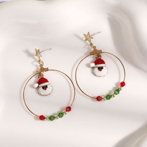 Christmas Santa Claus Gift Dropping Oil Earrings
