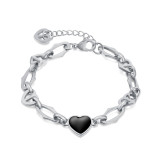 Stainless steel black enamel love bracelet