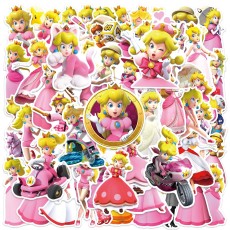 50 pieces of peach princess graffiti stickers, luggage, backpack, water cup, birthday party decoration, children's waterproof stickers