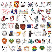50 baseball graffiti stickers, travel box, guitar, skateboard, helmet, flat water cup, waterproof, adhesive free, waterproof stickers