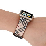 38/40/41mm Suitable for Apple Watch Fashion Trendy Plaid Leather Watch Strap  (excluding dial)