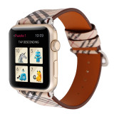 42/44/45MM Suitable for Apple Watch Fashion Trendy Plaid Leather Watch Strap  (excluding dial)