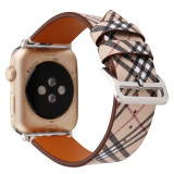 42/44/45MM Suitable for Apple Watch Fashion Trendy Plaid Leather Watch Strap  (excluding dial)
