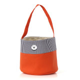 Large capacity portable striped canvas bucket bag portable bag fit 20MM Snaps button jewelry wholesale