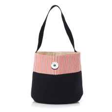 Large capacity portable striped canvas bucket bag portable bag fit 20MM Snaps button jewelry wholesale