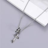 Stainless Steel Starlight Ring Pendant Cross Necklace