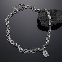 Stainless steel zircon necklace
