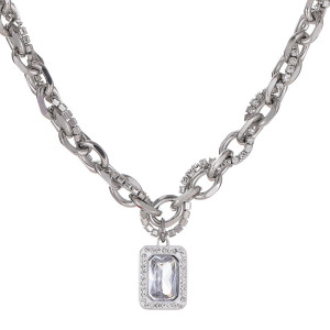 Stainless steel zircon necklace
