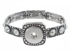 1 Snap Alloy Elastic rhinestone Bracelet Fits 18mm/20mm Jewelry Snaps