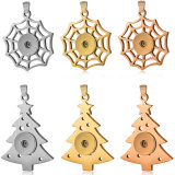 （Delivery time of 7 days）2 styles Stainless steel Christmas Tree Halloween Spider Web Pendant fit 20MM Snaps button jewelry wholesale