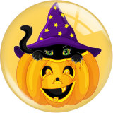 20MM Halloween Ghost Cat Pumpkin Print glass snap button charms