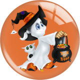20MM Halloween Ghost Cat Pumpkin Print glass snap button charms