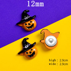 12MM Halloween  pumpkin skeleton  Resin snap button charms