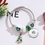 Stainless steel Christmas pendant with adjustable beaded bracelet fit 20MM  Snaps button jewelry wholesale