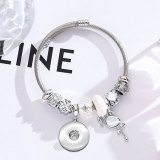 Stainless steel Flamingo pendant adjustable beaded bracelet fit 20MM  Snaps button jewelry wholesale