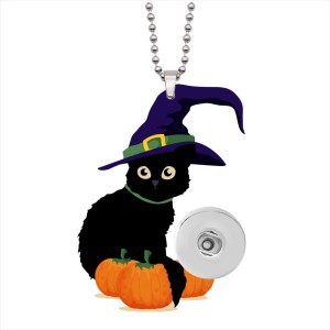 Halloween Pumpkin Ghost Bat Spider  Acrylic 60CM Necklace Pendant  20MM Snaps button jewelry wholesale