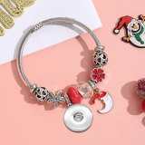 Stainless steel Christmas pendant with adjustable beaded bracelet fit 20MM  Snaps button jewelry wholesale