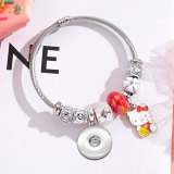 Stainless steel KT pendant adjustable beaded bracelet fit 20MM  Snaps button jewelry wholesale
