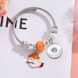 Stainless steel Halloween pumpkin ghost pendant with adjustable beaded bracelet fit 20MM  Snaps button jewelry wholesale