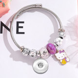 Stainless steel KT pendant adjustable beaded bracelet fit 20MM  Snaps button jewelry wholesale