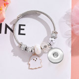 Stainless steel Halloween pumpkin ghost pendant with adjustable beaded bracelet fit 20MM  Snaps button jewelry wholesale