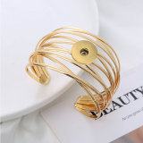 Metal bracelet with open cut multi-layer bangle and mesh punk fit 20MM Snaps button jewelry wholesale