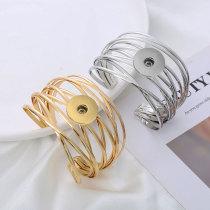 Metal bracelet with open cut multi-layer bangle and mesh punk fit 20MM Snaps button jewelry wholesale