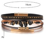 Natural Stone Beaded Bracelet Copper Tube Bohemian Magnetic Buckle Bracelet