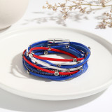 American National Color Bohemian Multi Strap Bracelet Fashion Woven Magnetic Buckle Bracelet with Diamond Bracelet