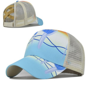 Cross printed ponytail mesh on the back for breathable sun visor and baseball cap