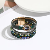 Bohemian Bracelet Handwoven Eyes Leather Alloy Magnetic Buckle Bracelet