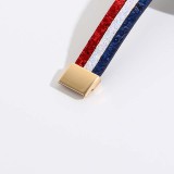Red, white, and blue color matching circular hand wound sequins PU magnetic buckle bracelet