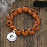 Halloween Pumpkin Ghost Spider The Nightmare Before Christmas Wood Bead Elastic Bracelet fit  20MM Snaps button  wholesale