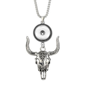 Christmas Turquoise Elk Ox Metal Pendant 60CM Necklace fit 20MM Snaps button jewelry wholesale