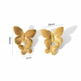 Stainless steel flower butterfly earrings