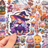 50 Halloween stickers, funny Halloween pumpkin lights, spider ghosts, window decorations, waterproof stickers