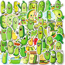 50 pieces of pickled cucumber pickle stickers, pickled cucumber graffiti waterproof stickers