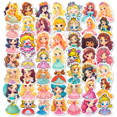 50 cartoon dresses, girl princess stickers, kindergarten children's toys, graffiti, girl beautiful princess waterproof stickers