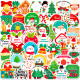 50 Christmas stickers, Santa Claus stickers, snowflake decoration, scene layout, waterproof stickers