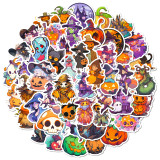 50 Graffiti Halloween Stickers Pumpkin Ghost Witch Bat Halloween Carnival Waterproof Stickers
