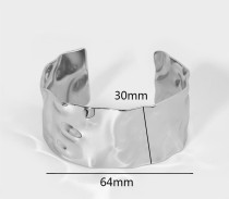 Stainless steel concave convex hammer pattern wide face bracelet
