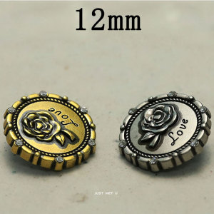 12MM Love Rose  metal snap button charms