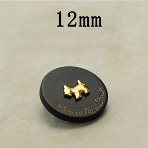 12MM Cute little dog black and white  metal snap button charms