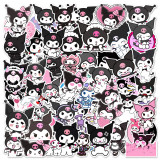 50 cute cartoon Kuromi laptops, skateboards, luggage, water cups, graffiti decorations, waterproof stickers